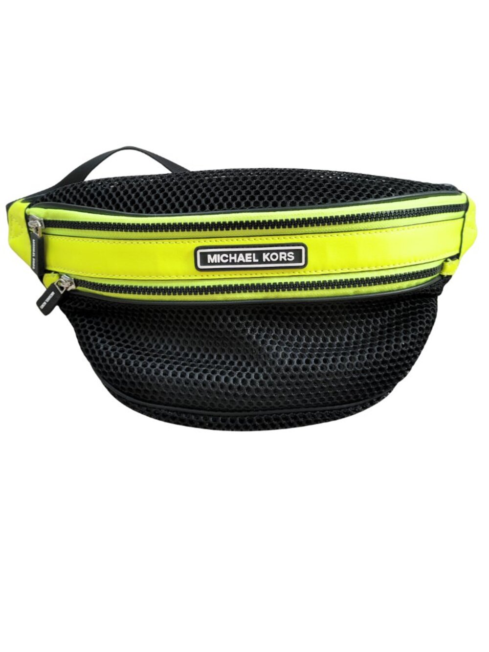 Michael Kors Neon Yellow Mesh Belt Bag Fanny Pack Crossbody Logo Strap